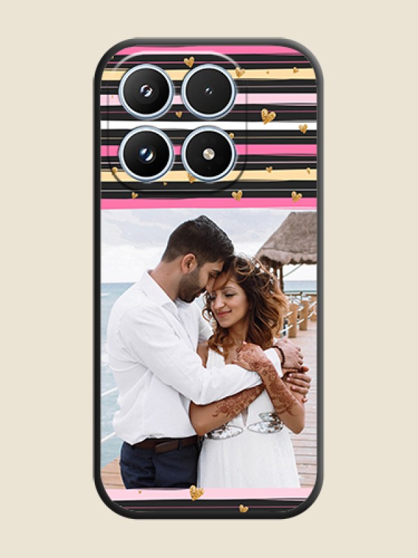 Custom Multicolor Lines and Golden Love Symbols Design on Photo On Space Black Custom Soft Matte Mobile Back Cover - Xiaomi 17 5G