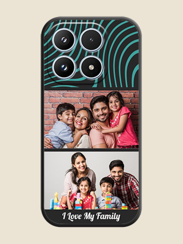 Custom Wave Pattern with 2 Image Holder On Space Black Custom Soft Matte Mobile Back Cover - Xiaomi 17 5G