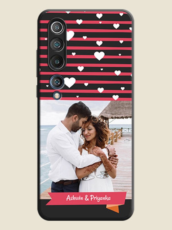 Custom White Color Love Symbols with Pink Lines Pattern on Space Black Custom Soft Matte Phone Cases - Mi 10 5G