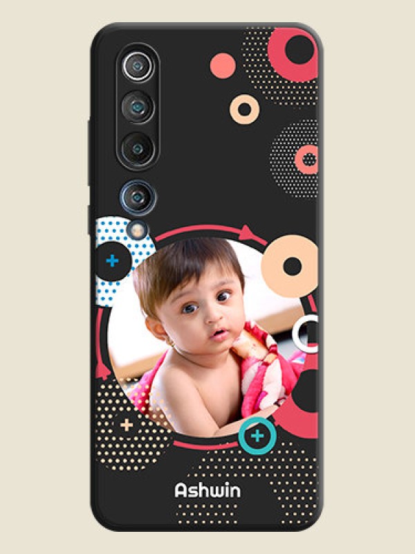 Custom Multicoloured Round Image on Personalised Space Black Soft Matte Cases - Mi 10 5G