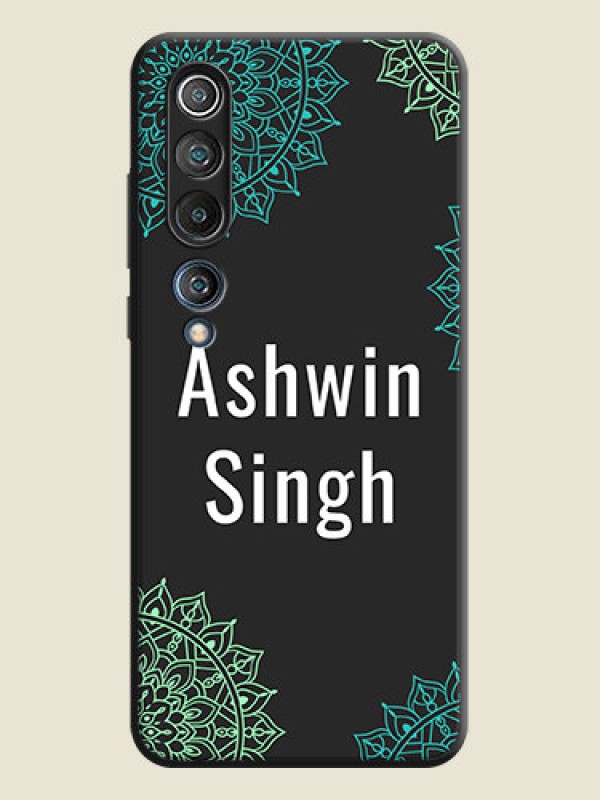 Custom Your Name with Floral Design on Space Black Custom Soft Matte Back Cover - Mi 10 5G