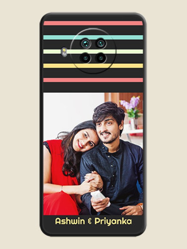 Custom Color Stripes with Photo and Text on Photo on Space Black Soft Matte Mobile Case - Mi 10i 5G