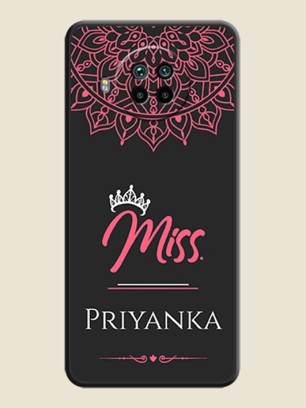 Custom Mrs Name with Floral Design on Space Black Personalized Soft Matte Phone Covers - Mi 10i 5G