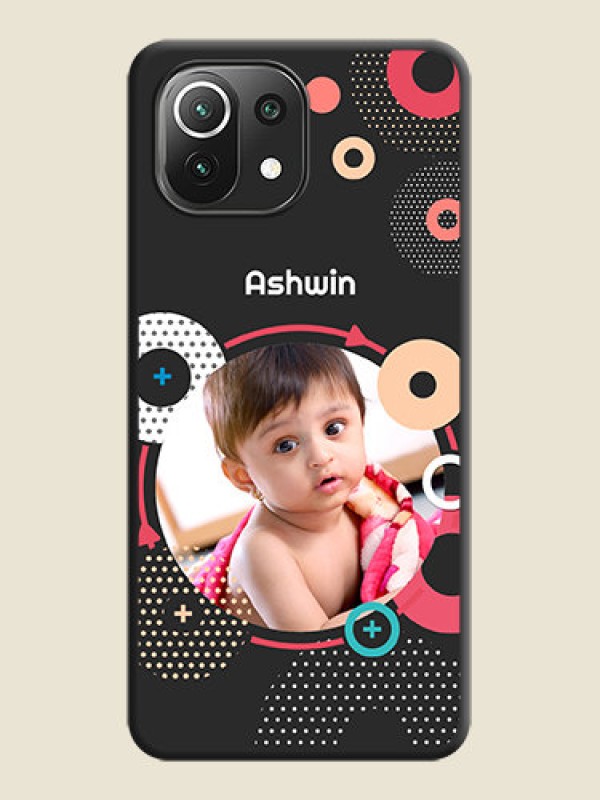 Custom Multicoloured Round Image on Personalised Space Black Soft Matte Cases - Mi 11 Lite NE 5G