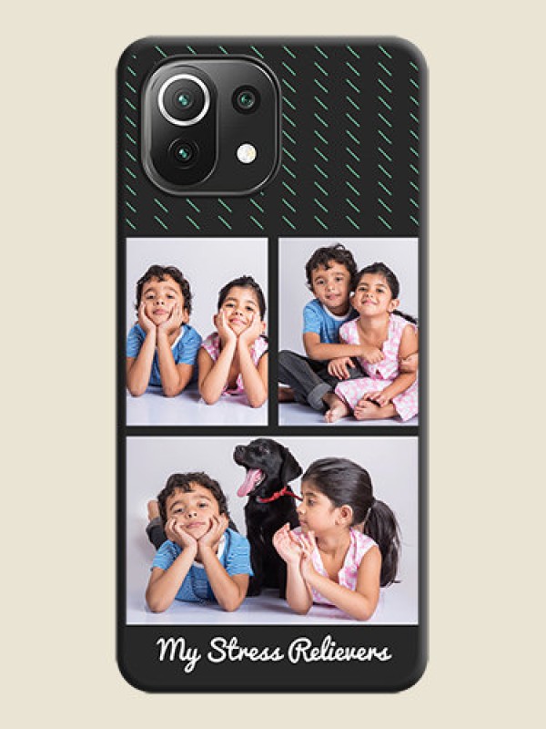 Custom Cross Dotted Pattern with 2 Image Holder  on Personalised Space Black Soft Matte Cases - Mi 11 Lite NE 5G