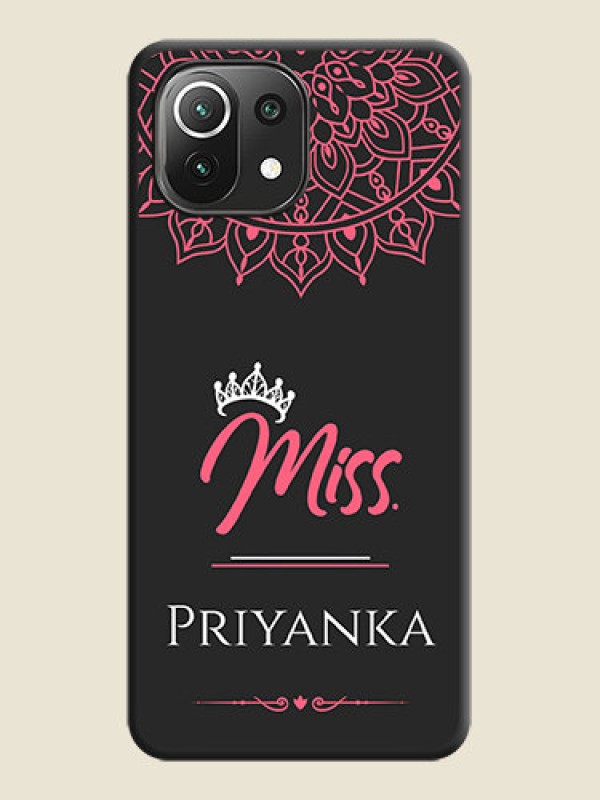 Custom Mrs Name with Floral Design on Space Black Personalized Soft Matte Phone Covers - Mi 11 Lite NE 5G