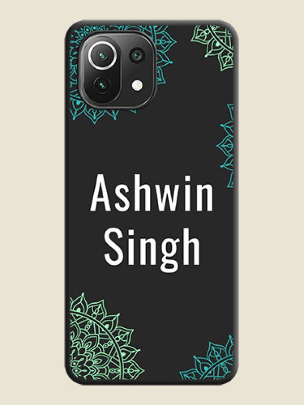 Custom Your Name with Floral Design on Space Black Custom Soft Matte Back Cover - Mi 11 Lite NE 5G
