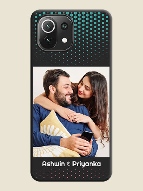 Custom Faded Dots with Grunge Photo Frame and Text on Space Black Custom Soft Matte Phone Cases - Mi 11 Lite NE 5G