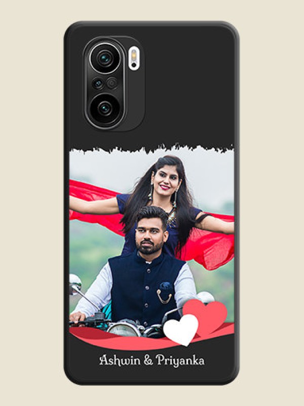 Custom Pin Color Love Shaped Ribbon Design with Text on Space Black Custom Soft Matte Phone Back Cover - Mi 11X Pro
