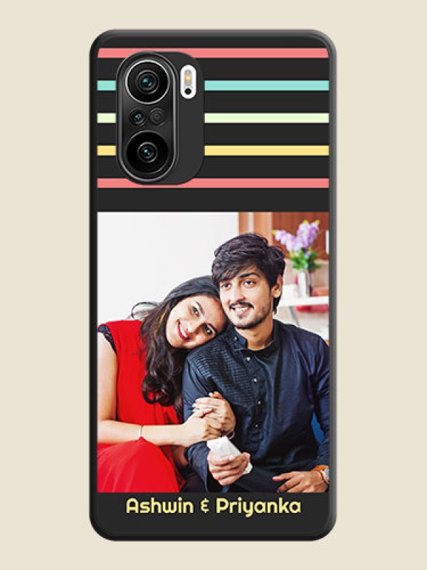 Custom Color Stripes with Photo and Text on Photo on Space Black Soft Matte Mobile Case - Mi 11X Pro
