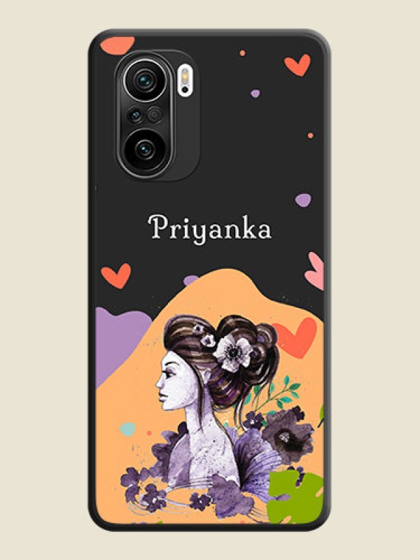 Custom Namecase For Her With Fancy Lady Image On Space Black Personalized Soft Matte Phone Covers -Xiaomi Mi 11X Pro 5G