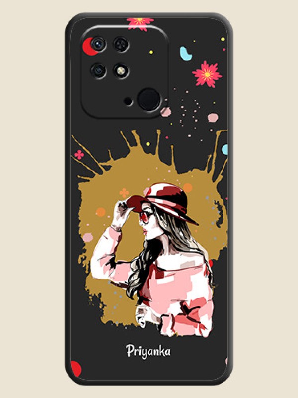 Custom Mordern Lady With Color Splash Background With Custom Text On Space Black Personalized Soft Matte Phone Covers -Xiaomi Redmi 10 Power