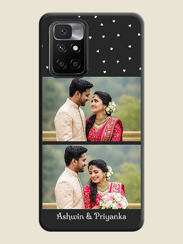 Custom Miniature Love Symbols with Name on Space Black Custom Soft Matte Back Cover - Redmi 10 Prime 2020