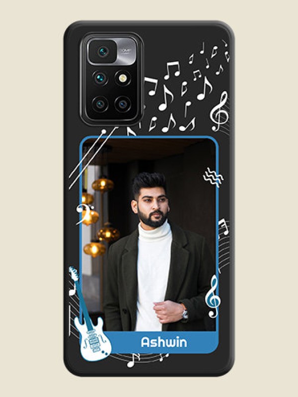 Custom Musical Theme Design with Text on Photo on Space Black Soft Matte Mobile Case - Redmi 10 Prime 2020
