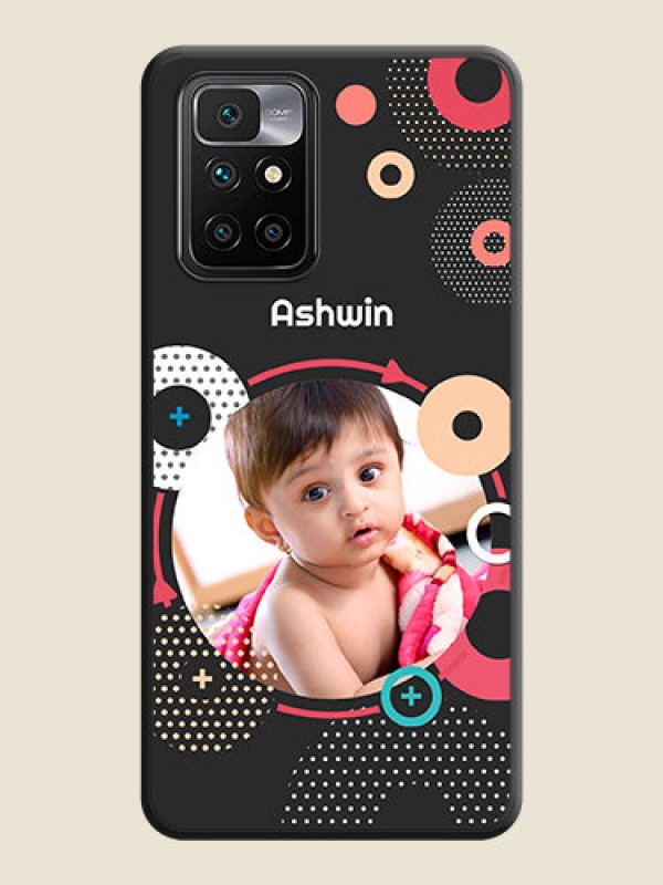 Custom Multicoloured Round Image on Personalised Space Black Soft Matte Cases - Redmi 10 Prime 2020
