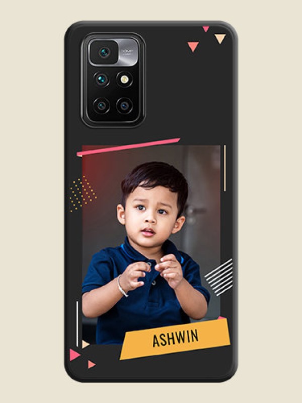 Custom Photo Frame with Triangle Small Dots on Photo on Space Black Soft Matte Back Cover - Redmi 10 Prime 2020