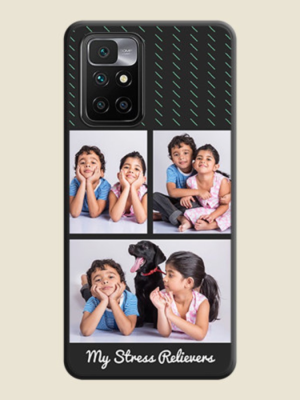 Custom Cross Dotted Pattern with 2 Image Holder  on Personalised Space Black Soft Matte Cases - Redmi 10 Prime 2020