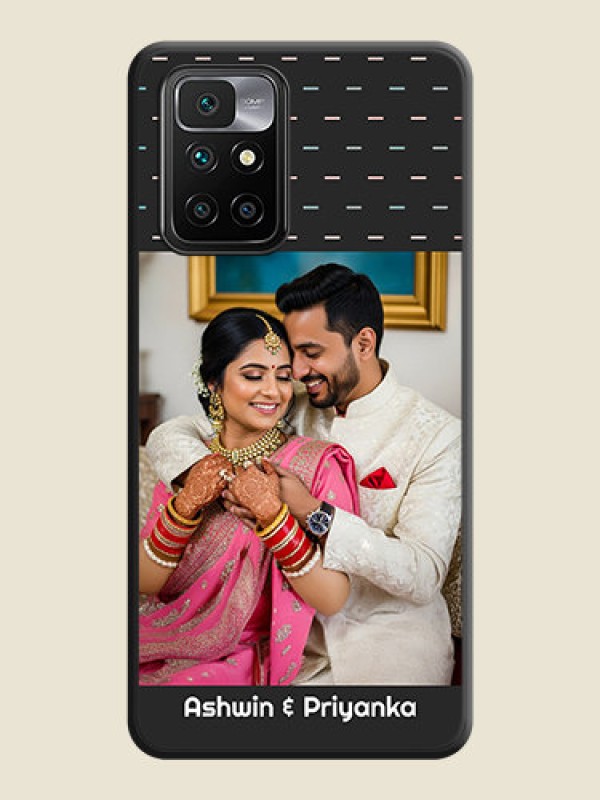 Custom Line Pattern Design with Text on Space Black Custom Soft Matte Phone Back Cover - Redmi 10 Prime 2020