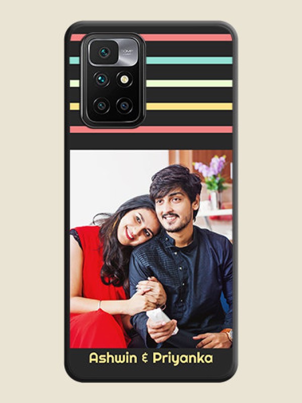 Custom Color Stripes with Photo and Text on Photo on Space Black Soft Matte Mobile Case - Redmi 10 Prime 2020