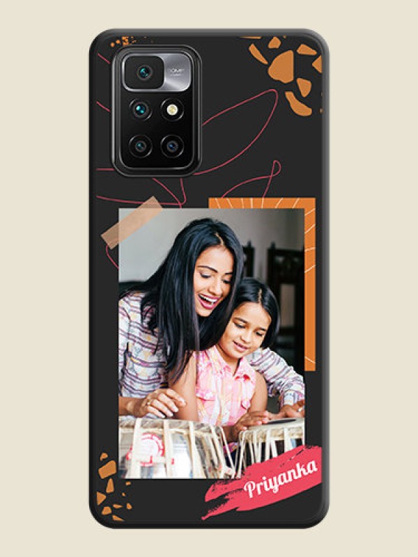 Custom Orange Photo Frame on Space Black Custom Soft Matte Phone Back Cover - Redmi 10 Prime 2020