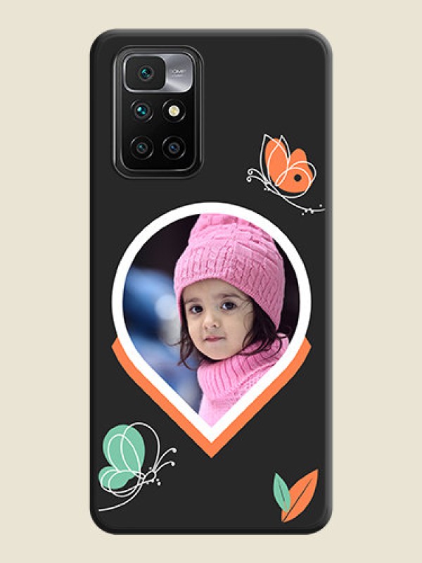 Custom Upload Pic With Simple Butterly Design On Space Black Personalized Soft Matte Phone Covers -Xiaomi Redmi 10 Prime 2022