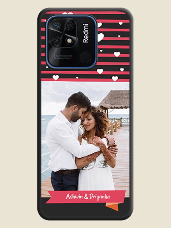 Custom White Color Love Symbols with Pink Lines Pattern on Space Black Custom Soft Matte Phone Cases - Redmi 10