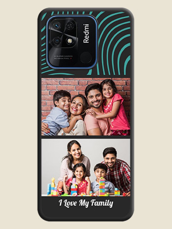 Custom Wave Pattern with 2 Image Holder on Space Black Personalized Soft Matte Phone Covers - Redmi 10