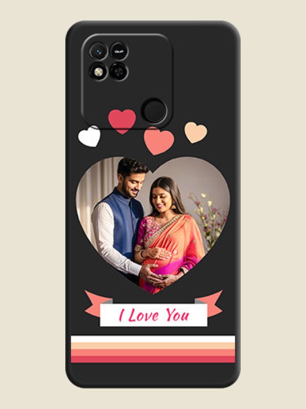 Custom Love Shaped Photo with Colorful Stripes on Personalised Space Black Soft Matte Cases - Xiaomi Redmi 10A Sport