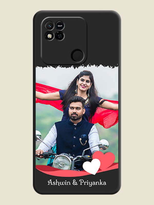 Custom Pin Color Love Shaped Ribbon Design with Text on Space Black Custom Soft Matte Phone Back Cover - Xiaomi Redmi 10A Sport