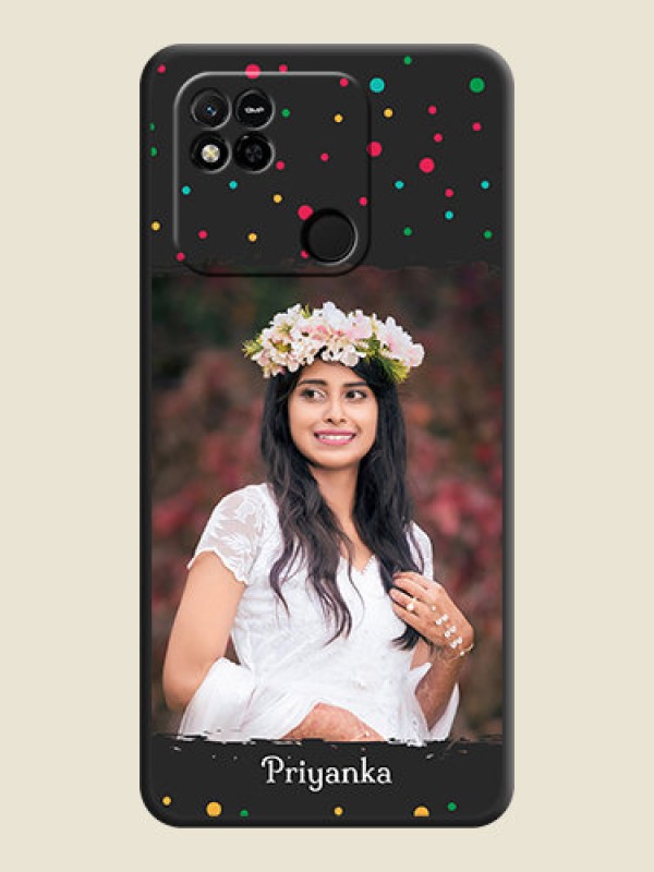 Custom Multicolor Dotted Pattern with Text on Space Black Custom Soft Matte Phone Back Cover - Xiaomi Redmi 10A Sport
