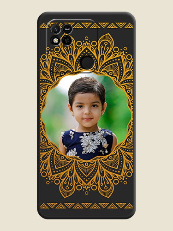 Custom Round Image with Floral Design on Photo on Space Black Soft Matte Mobile Cover - Xiaomi Redmi 10A Sport