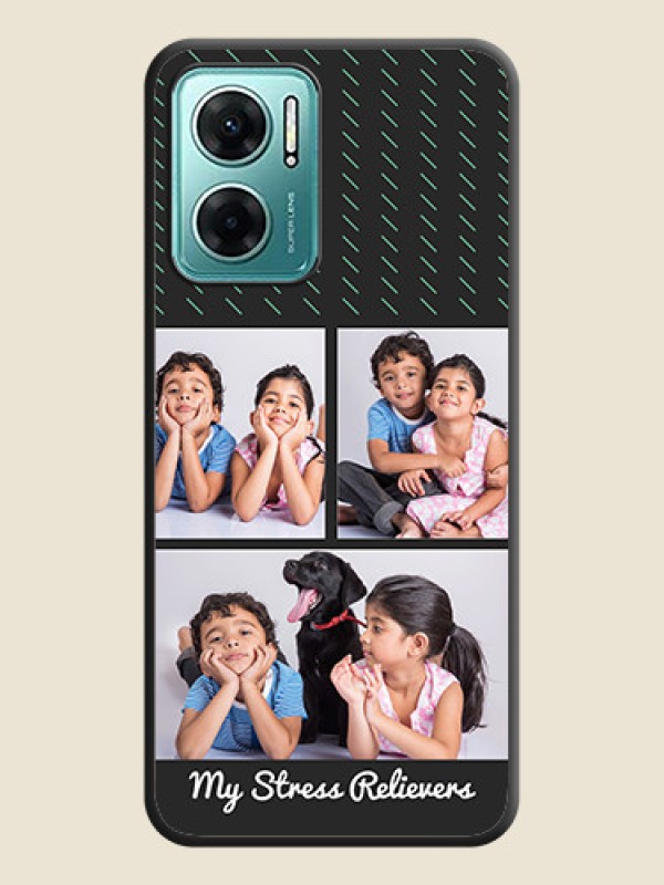 Custom Cross Dotted Pattern with 2 Image Holder  on Personalised Space Black Soft Matte Cases - Xiaomi Redmi 11 Prime 5G