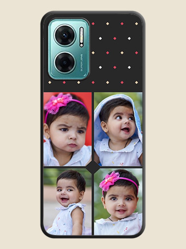Custom Multicolor Dotted Pattern with 4 Image Holder on Space Black Custom Soft Matte Phone Cases - Xiaomi Redmi 11 Prime 5G