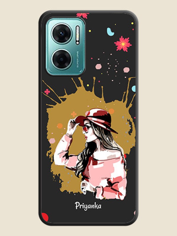 Custom Mordern Lady With Color Splash Background With Custom Text On Space Black Personalized Soft Matte Phone Covers -Xiaomi Redmi 11 Prime 5G