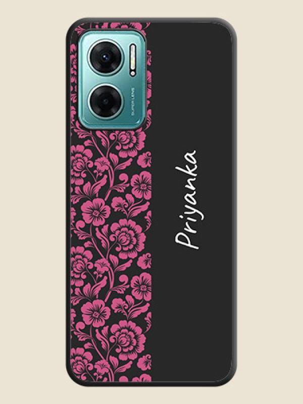Custom Pink Floral Pattern Design With Custom Text On Space Black Personalized Soft Matte Phone Covers -Xiaomi Redmi 11 Prime 5G