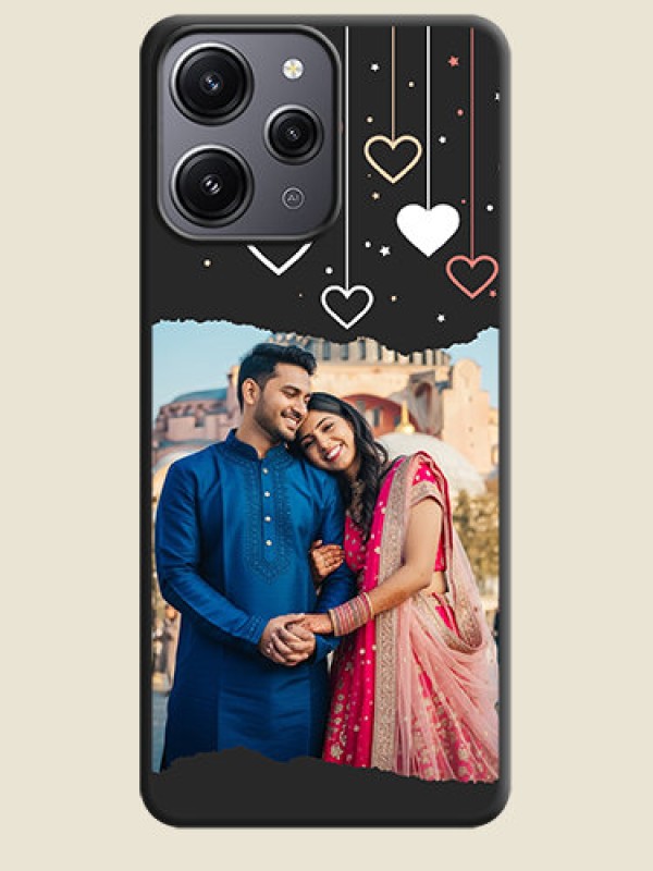 Custom Love Hangings with Splash Wave Picture on Space Black Custom Soft Matte Phone Back Cover - Redmi 12 4G