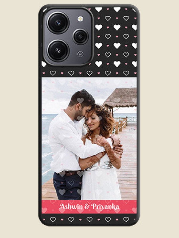 Custom White Color Love Symbols with Text Design - Photo on Space Black Soft Matte Phone Cover - Redmi 12 4G
