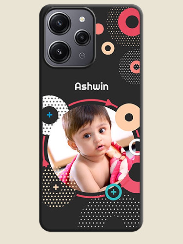Custom Multicoloured Round Image on Personalised Space Black Soft Matte Cases - Redmi 12 4G