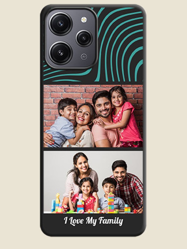 Custom Wave Pattern with 2 Image Holder on Space Black Personalized Soft Matte Phone Covers - Redmi 12 4G
