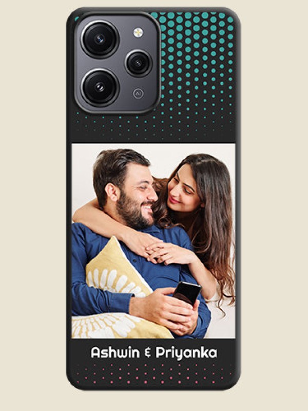 Custom Faded Dots with Grunge Photo Frame and Text on Space Black Custom Soft Matte Phone Cases - Redmi 12 4G