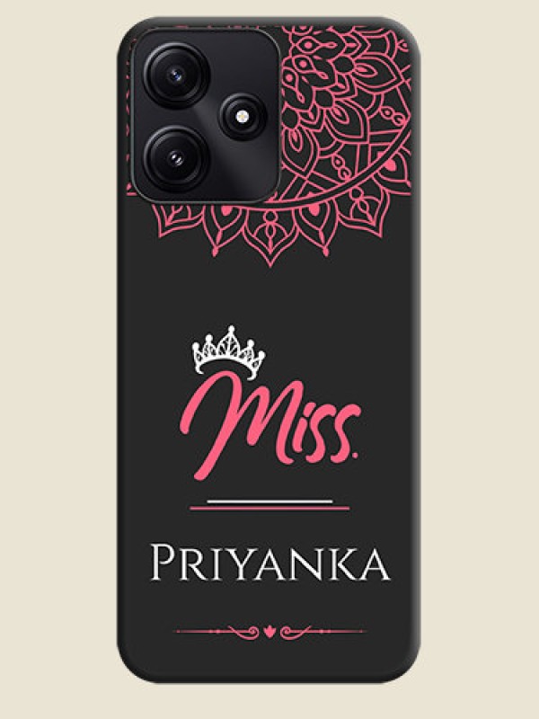 Custom Mrs Name with Floral Design on Space Black Personalized Soft Matte Phone Covers - Redmi 12 5G