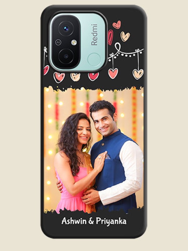 Custom Pink Love Hangings with Name on Space Black Custom Soft Matte Phone Cases - Redmi 12c