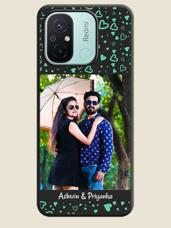 Custom Sea Green Indefinite Love Pattern on Photo on Space Black Soft Matte Mobile Cover - Redmi 12c