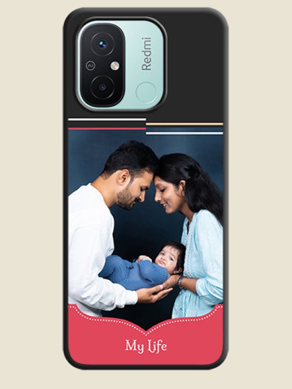 Custom Classic Plain Design with Name on Photo on Space Black Soft Matte Phone Cover - Redmi 12c