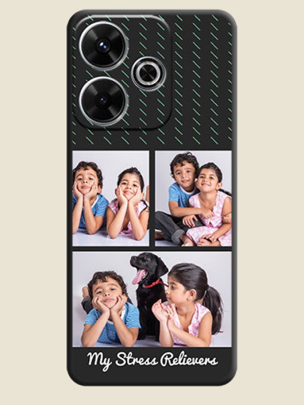 Custom Cross Dotted Pattern with 2 Image Holder On Space Black Custom Soft Matte Mobile Back Cover - Xiaomi Redmi 13 5G