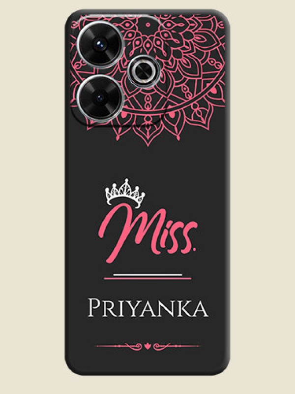 Custom Mrs Name with Floral Design On Space Black Custom Soft Matte Mobile Back Cover - Xiaomi Redmi 13 5G