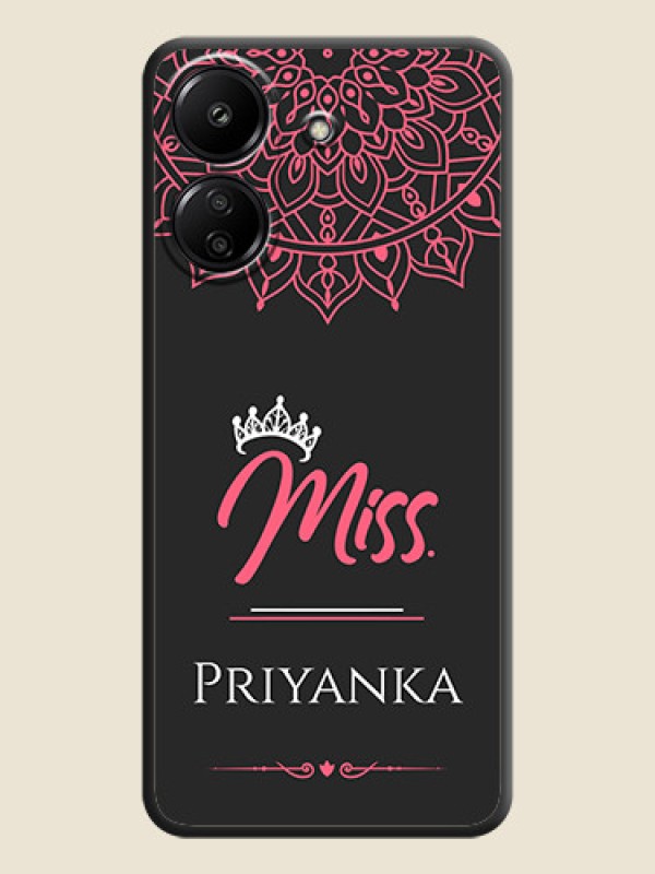 Custom Mrs Name with Floral Design On Space Black Custom Soft Matte Mobile Back Cover - Redmi 13C 4G