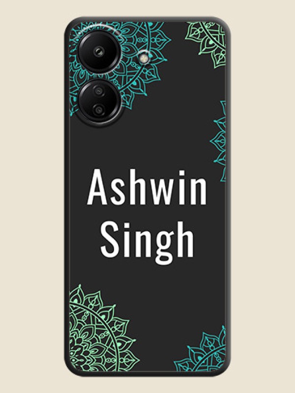 Custom Your Name with Floral Design On Space Black Custom Soft Matte Mobile Back Cover - Redmi 13C 4G