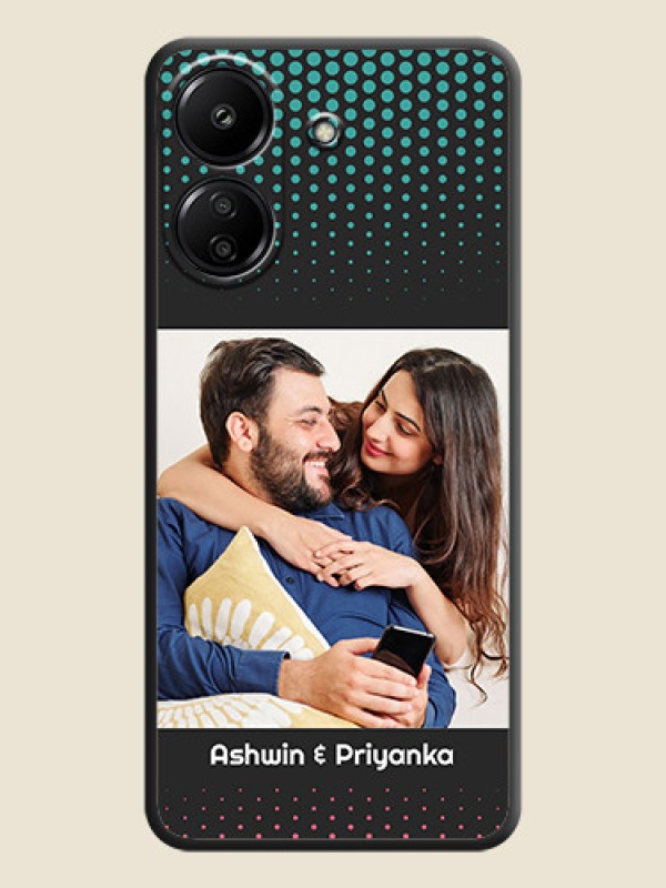 Custom Faded Dots with Grunge Photo Frame and Text On Space Black Custom Soft Matte Mobile Back Cover - Redmi 13C 4G