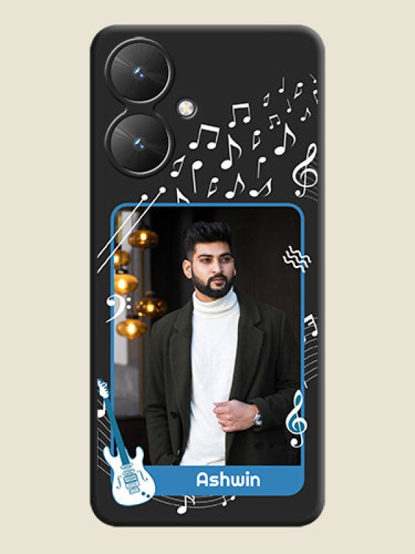 Custom Musical Theme Design with Text on Photo On Space Black Custom Soft Matte Mobile Back Cover - Redmi 13C 5G